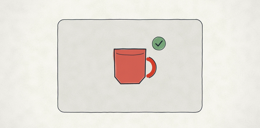 One red cup alone on a plain mat.